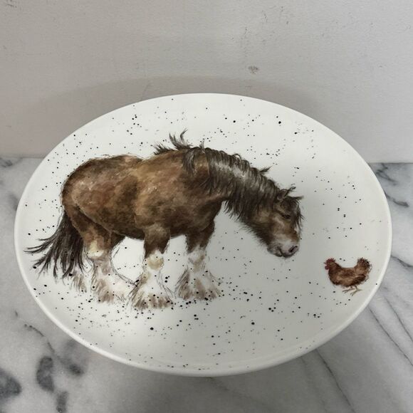 Royal Worcester pedestal cake cookie stand  Horse and Chicken design Hannah Dale - Picture 1 of 11